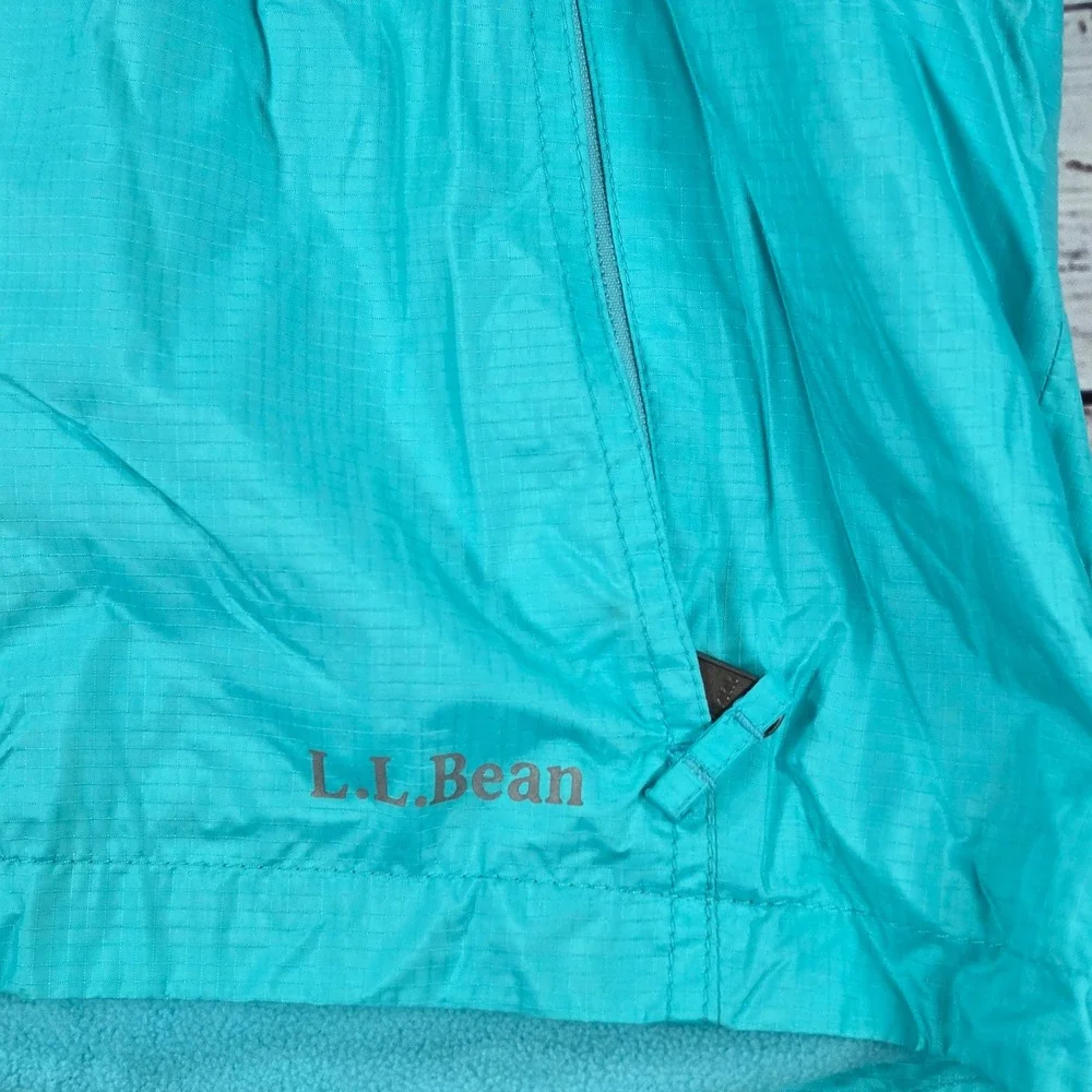 L.L.Bean Discovery Rain Jacket Kids Size L 14-16 Blue Excellent Fleece Lined